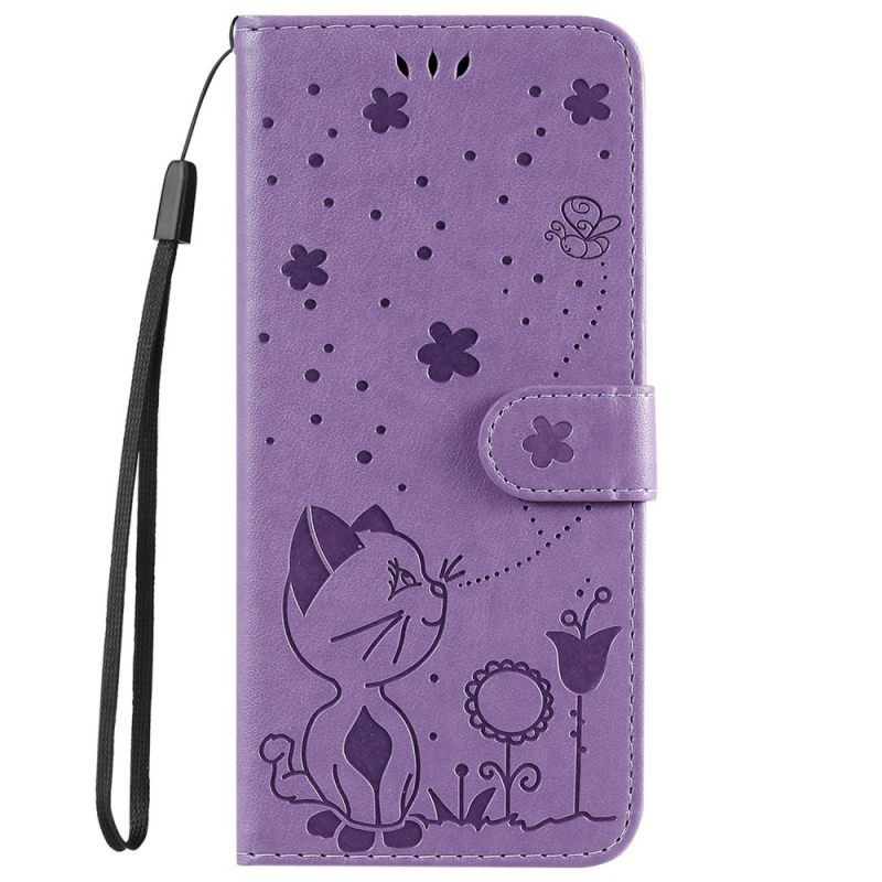 Κάλυμμα iPhone 14 Pro Max με κορδονι Strappy Cat And Bees